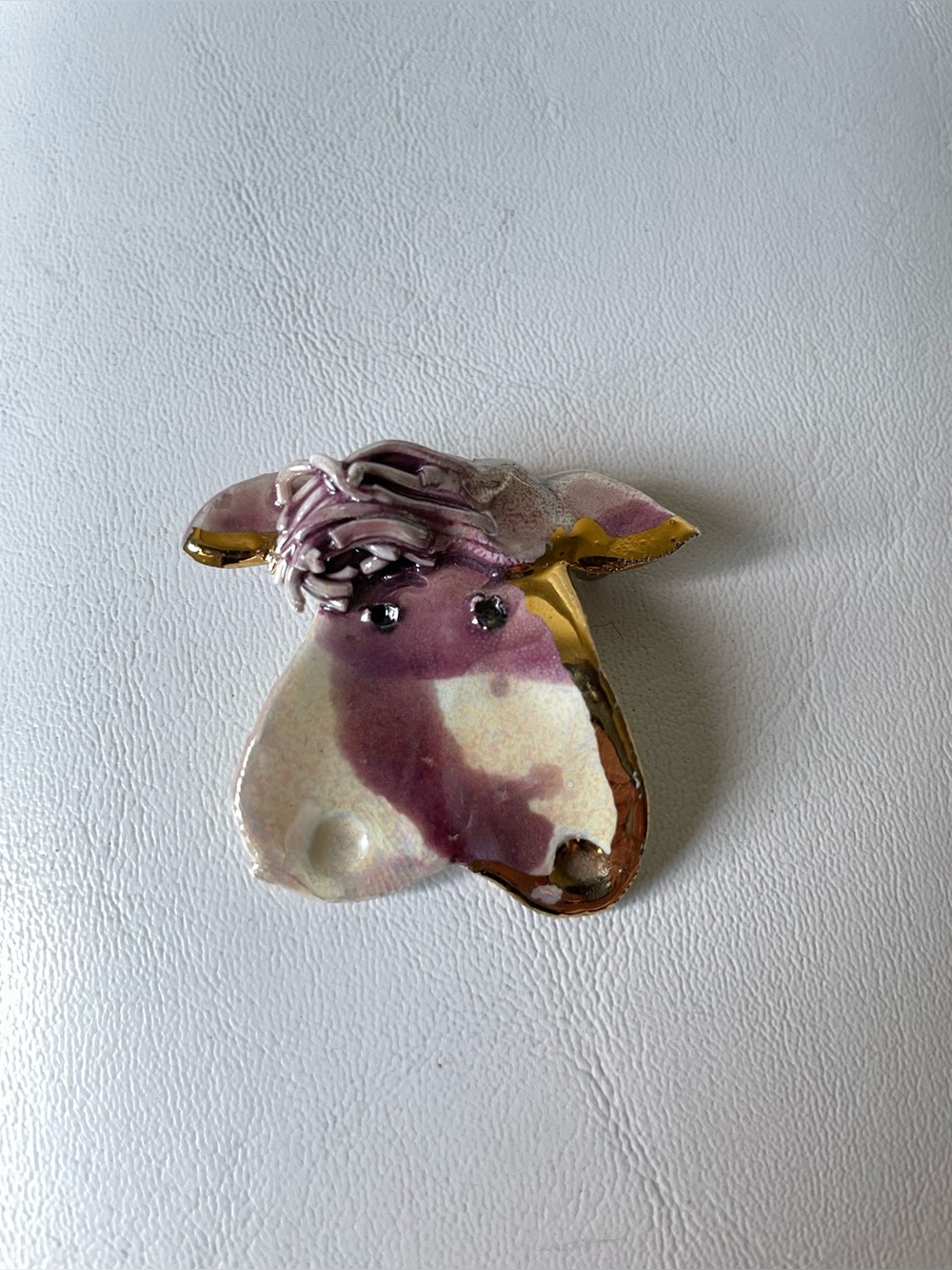 Amy Lacombe 1988 Cow Head Brooch Vintage Sculptural Wearable Art